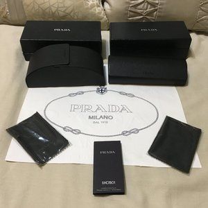 Bundle of EUC Prada sunglasses/eyeglasses cases,boxes & (2) New cleaning cloths